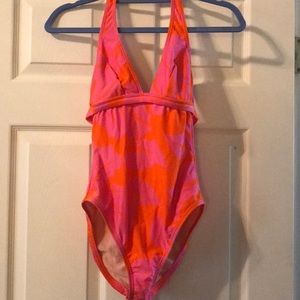 Speedo one piece swimsuit pink orange